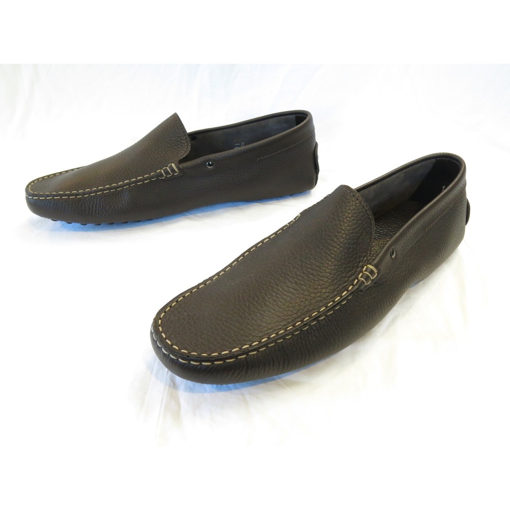 Tods Mens Dark Brown Pebbled Leather Gommino Driving Shoes Loafers Size 10